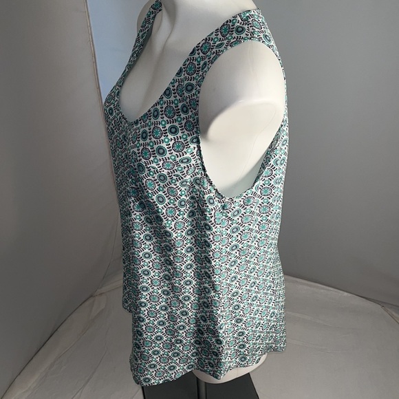 Joie Rain B multicolor Court teal green silk tank top - Picture 3 of 11